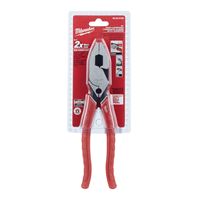 Milwaukee 48-22-6100 Linemans Plier with Crimper, 9 in OAL, 1.77 in Cutting Capacity, Red Handle, Comfort-Grip Handle 