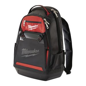 Milwaukee 48-22-8200 Jobsite Backpack, 9 in W, 24.4 in D, 15.4 in H, 35-Pocket, Nylon, Black/Red