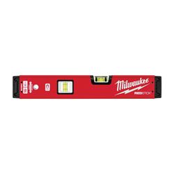 Milwaukee REDSTICK Series MLBXM16 Magnetic Box Level, 16 in L, 2-Vial, Magnetic, Aluminum, Red 