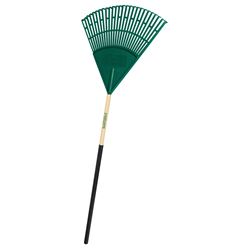 Landscapers Select 34586 Lawn/Leaf Rake, Poly Tine, 26-Tine, Wood Handle, 48 in L Handle 