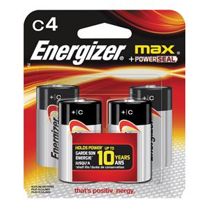 Energizer E93BP-4 Battery, 1.5 V Battery, 8 Ah, C Battery, Alkaline, Manganese Dioxide, Zinc, Rechargeable