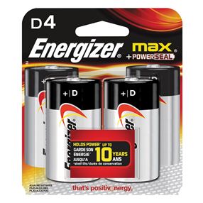 Energizer E95BP-4 Battery, 1.5 V Battery, 18 Ah, D Battery, Alkaline, Manganese Dioxide, Zinc