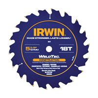 Irwin Marathon 4935203 Circular Saw Blade, 5-3/8 in Dia, 0.39 in Arbor, 18-Teeth, Carbide Cutting Edge 