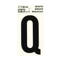 HY-KO RV-25/Q Reflective Letter, Character: Q, 2 in H Character, Black Character, Silver Background, Vinyl 10 Pack 
