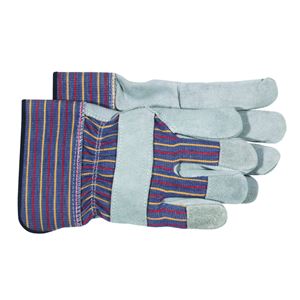 Boss 4094 Welder Gloves, Men's, L, Wing Thumb, Rubberized Safety Cuff, Blue/Gray