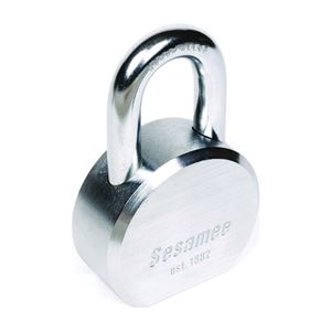 Sesamee 93604 Padlock, Keyed Different Key, 7/16 in Dia Shackle, Molybdenum Steel Shackle, Steel Body, Chrome
