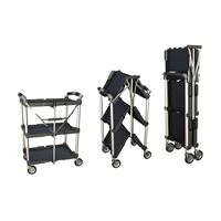 Olympia Tools PACK-N-ROLL Series 85-188 Service Cart, 150 lb, 15 in OAW, 34 in OAH, 26-1/8 in OAD, Aluminum, Black 