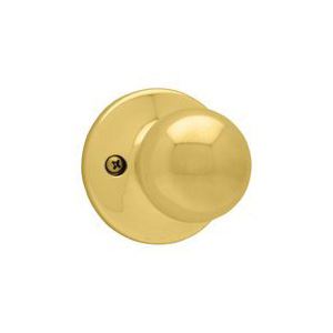 Kwikset 488P 3 CP Dummy Door Knob, 1-7/8 in Dia Knob, Polished Brass