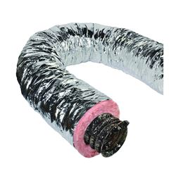 Master Flow F8IFD4X300 Insulated Flexible Duct, 4 in, Fiberglass, Silver 