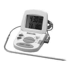 Taylor 1470N Probe Thermometer, 32 to 392 deg F, Digital Display, Gray