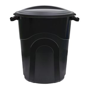 United Solutions TI0040 Trash Can, 20 gal Capacity, Plastic, Black, Snap-On Lid Closure 6 Pack