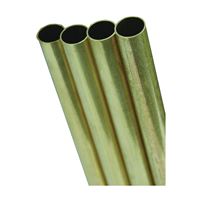 K & S 1151 Decorative Metal Tube, Round, 36 in L, 5/16 in Dia, 0.014 in Wall, Brass, Pack of 4 