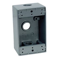 Teddico/Bwf 1503-1 Outlet Box, 1-Gang, 3-Knockout, 3-1/2 in, Metal, Gray, Powder-Coated 