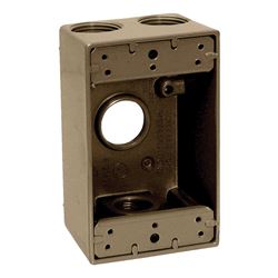Teddico/Bwf 1503AB-1 Outlet Box, 1-Gang, 3-Knockout, 3-1/2 in, Metal, Bronze, Powder-Coated 