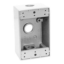 Teddico/Bwf 1503W-1 Outlet Box, 1-Gang, 3-Knockout, 3-1/2 in, Metal, White, Powder-Coated 