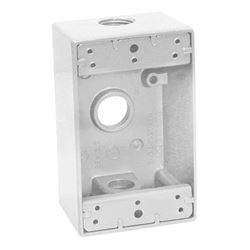 Teddico/Bwf 1753W-1 Outlet Box, 1-Gang, 3-Knockout, 3-3/4 in, Metal, White, Powder-Coated 