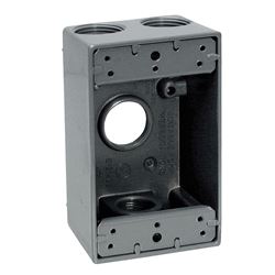Teddico/Bwf 1754-1 Outlet Box, 1-Gang, 4-Knockout, 4-3/4 in, Metal, Gray, Powder-Coated 