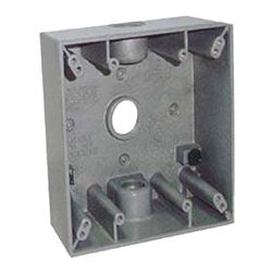 Teddico/Bwf 2503-1 Outlet Box, 2-Gang, 3-Knockout, 3-1/2 in, Metal, Gray, Powder-Coated 