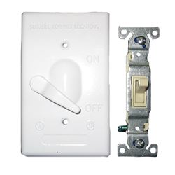 BWF 611W-1 Toggle Switch Cover, 4-9/16 in L, 2-13/16 in W, Metal, White, Powder-Coated 