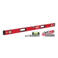 Milwaukee REDSTICK Series MLBXM48 Magnetic Box Level, 48 in L, 3-Vial, 1-Hang Hole, Magnetic, Aluminum, Red 