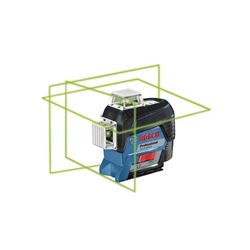 Bosch GLL3-330CG 3-Plane Leveling/Alignment Line Laser, 200 ft, +/-3/32 in Accuracy, 3-Beam, 1-Line, Green Laser 