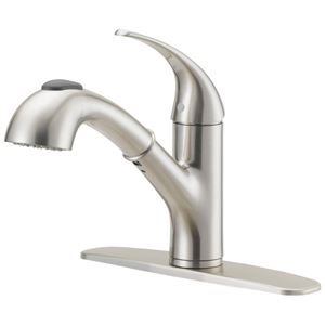 Boston Harbor FP4A4079NP Kitchen Faucet, 1.8 gpm, 1-Faucet Handle, 1, 3-Faucet Hole, Metal/Plastic, Stainless Steel