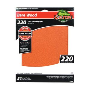 Gator 4465 Sanding Sheet, 11 in L, 9 in W, Extra Fine, 220 Grit, Garnet Abrasive, Paper Backing