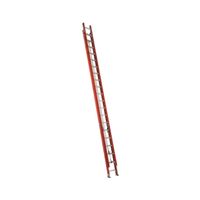 Louisville FE3240 Extension Ladder, 449 in H Reach, 300 lb, 1-1/2 in D Step, Fiberglass, Orange 