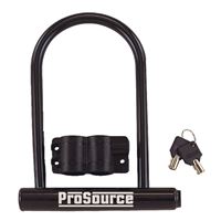 ProSource HD-RUP002 Padlock, Keyed Alike Key, U-Type Shackle, Steel Body, Black/Vinyl-Coated 
