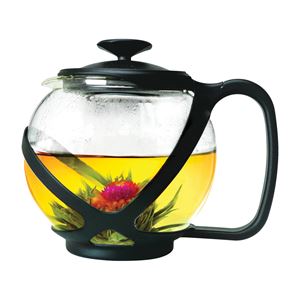 Primula Tempo PTA-2340 Teapot, 40 oz Capacity, Borosilicate Glass, Black/Red