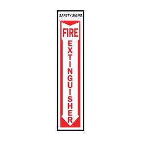 Hy-Ko FE-1 Safety Sign, Fire Extinguisher, Red Legend, Vinyl, 4 in W x 18 in H Dimensions