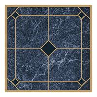 ProSource CL2002 Self-Adhesive Floor Tile, 12 in L Tile, 12 in W Tile, 1.22 mm Thick Total, Blue/Gold 