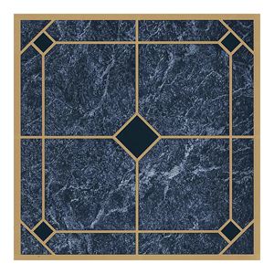 ProSource CL2002 Vinyl Self-Adhesive Floor Tile, 12 in L Tile, 12 in W Tile, Square Edge, Blue/Gold