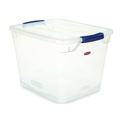 Rubbermaid Clever Store RMCC300014 Storage Container, Plastic, Clear Blue, 16.7 in L, 13.3 in W, 11.3 in H 