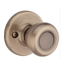 Kwikset 488T 5V1 Pull Only Door Knob, 1-7/8 in Dia Knob, Zinc, Antique Brass 