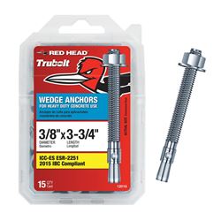 Red Head 12016 Concrete Wedge Anchor, 3/8 in Dia, 3-3/4 in L, Steel, Zinc 