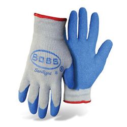 Boss GRIP Series 8422M Gloves, M, Knit Wrist Cuff, Latex Coating, Cotton/Polyester/Rubber Glove, Blue/Gray 