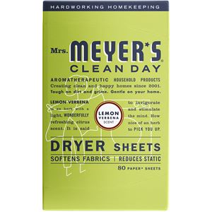 Mrs. Meyer's Clean Day 325239 Dryer Sheet, Rain Water, White
