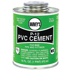 Harvey 018220-12 Solvent Cement, 16 oz Can, Liquid, Clear 