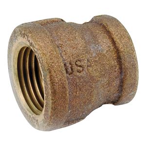 Anderson Metals 738119-1206 Reducing Pipe Coupling, 3/4 x 3/8 in, FIPT, Brass, 200 psi Pressure