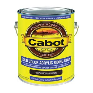 Cabot 800 Series 140.0000837.007 Solid Color Siding Stain, Natural Flat, Cordovan Brown, Liquid, 1 gal, Can, Pack of 4