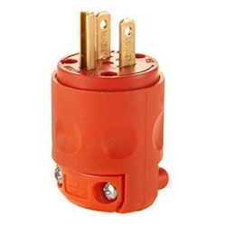 Leviton 515PV-OR Electrical Plug, 2 -Pole, 15 A, 125 VAC, NEMA: NEMA 5-15P, Orange 