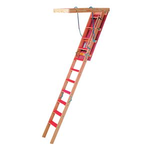 Louisville Champion Series CS224P Attic Ladder, 300 lb Weight Capacity, 9-Step, 22-1/2 x 54 in Ceiling Opening, Wood