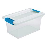 Sterilite 19628604 Clip Box, Plastic, Blue Aquarium/Clear, 11 in L, 6-5/8 in W, 5-3/8 in H, Pack of 4 