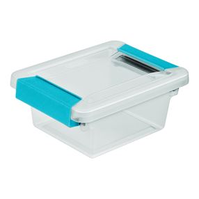 Sterilite 19698606 Clip Box, Plastic, Blue Aquarium/Clear, 6-5/8 in L, 5 in W, 2-3/4 in H 6 Pack
