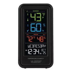 La Crosse S82967 Weather Station, Battery, 32 to 99 deg F Indoor,-40 to 140 deg F Outdoor, 10 to 99 % Humidity Range 