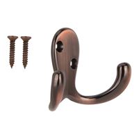 ProSource 23263VCB3L-PS Coat and Hat Hook, 22 lb, 2-Hook, 7/8 in Opening, Zinc, Venetian Bronze 