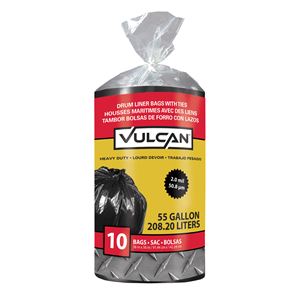 Vulcan FG-03812-09 Drum Liner, 55 gal, Poly, Black