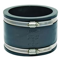 Fernco P1001-44 Flexible Coupling, 4 x 4 in, Clay x Clay, PVC, 4.3 psi Pressure 