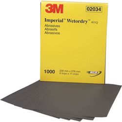 3M Wetordry Series 02034 Abrasive Sheet, 11 in L, 9 in W, 1000 Grit, Fine, Silicone Carbide Abrasive 